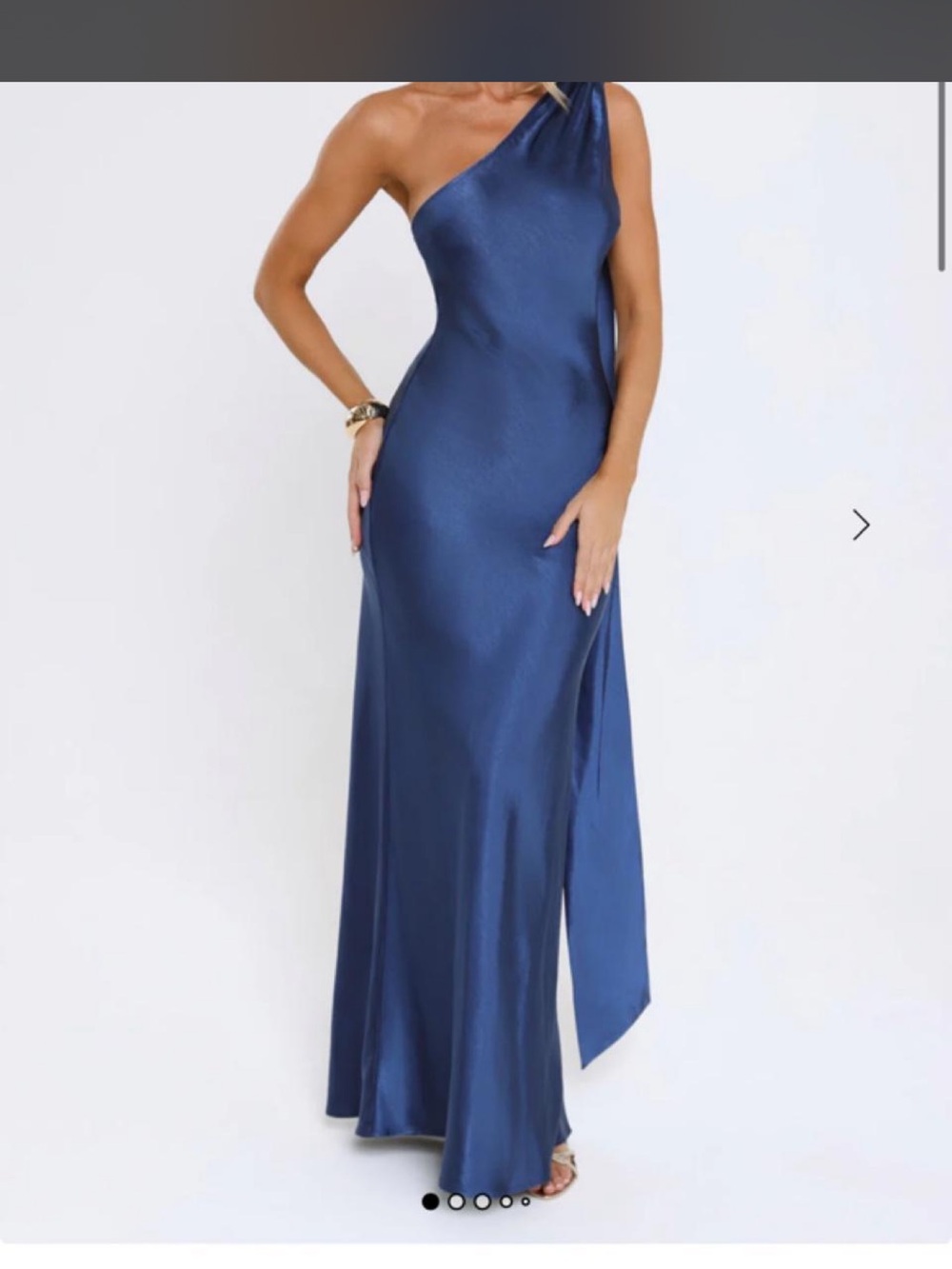 Hello molly One-Shoulder Navy Satin Evening Gown